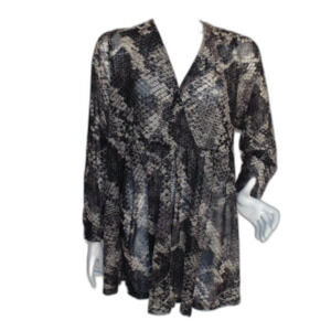 TORRID Snakeskin Tunic, 4/4X, Mesh, Python print, Brown/Black, Long sleeve,